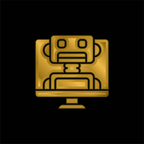 ボットゴールドメッキ金属アイコンやロゴベクトル - ベクター画像