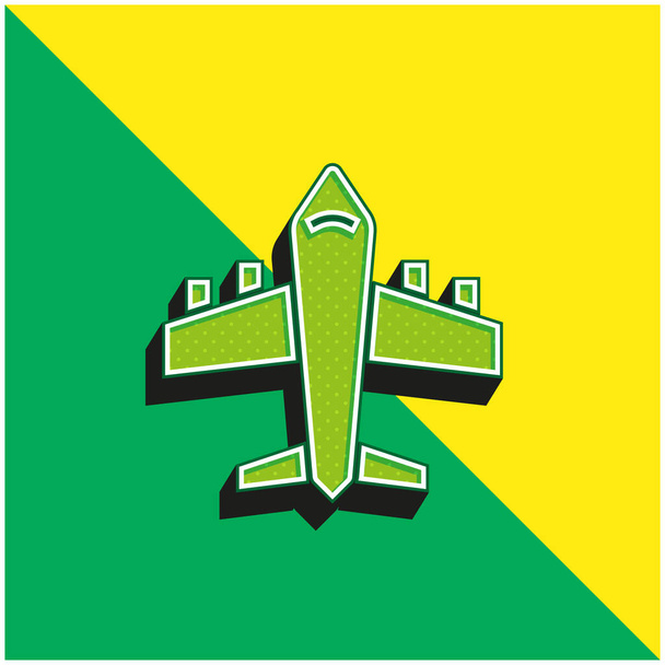 Αεροπλάνο Πράσινο και κίτρινο σύγχρονο 3d διάνυσμα εικονίδιο λογότυπο - Διάνυσμα, εικόνα