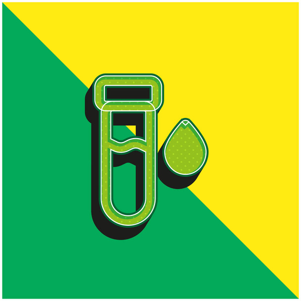 Blutprobe Grünes und gelbes modernes 3D-Vektorsymbol-Logo - Vektor, Bild