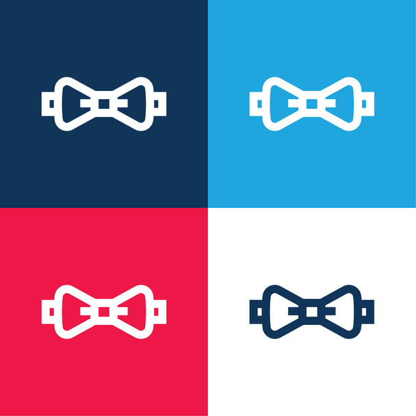 Fliege blau und rot vier Farben minimales Symbol-Set - Vektor, Bild