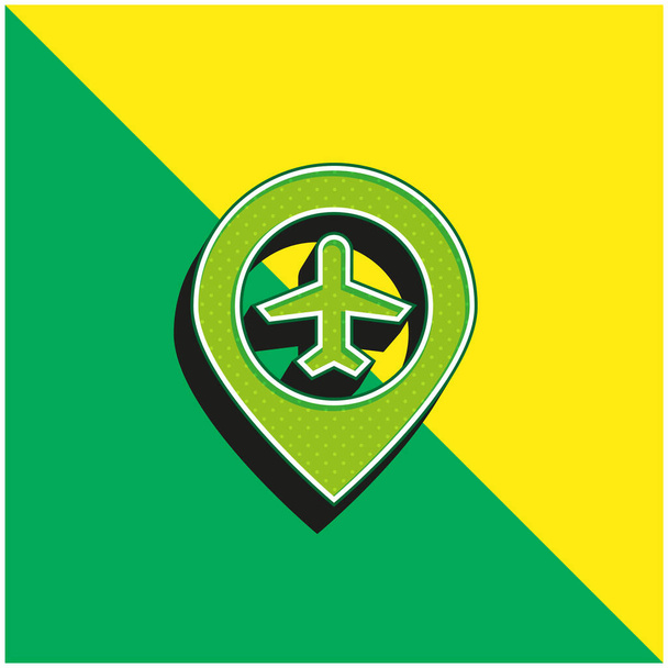 Aeroporto Verde e amarelo moderno logotipo do ícone do vetor 3d - Vetor, Imagem