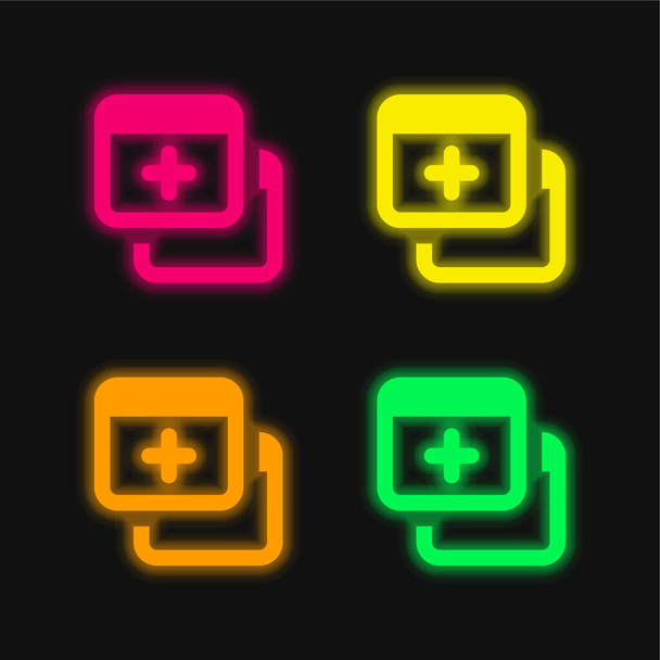 Parlayan dört neon vektör simgesi ekle - Vektör, Görsel