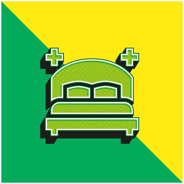 Yatak odası Yeşil ve sarı modern 3D vektör simgesi logosu - Vektör, Görsel
