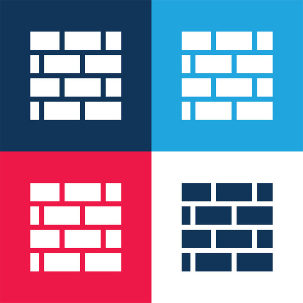 Brickwall bleu et rouge quatre couleurs minimum jeu d'icônes - Vecteur, image