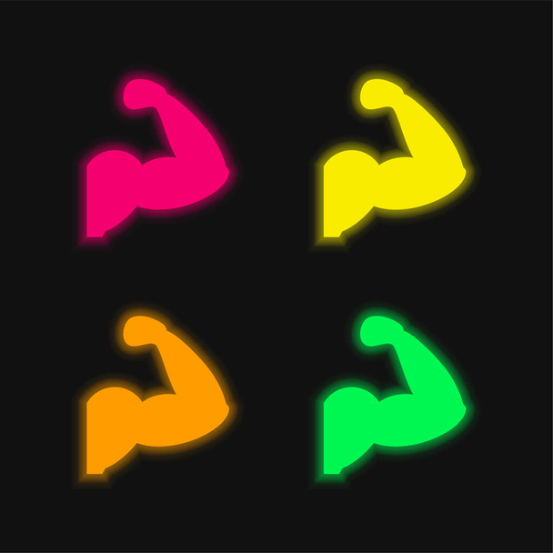 Ramię Mięśnie Sylwetka cztery kolor świecący neon wektor ikona - Wektor, obraz