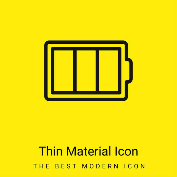 Esquema de la batería en un círculo mínimo icono de material amarillo brillante - Vector, Imagen