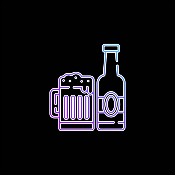 Icono de vector de gradiente azul cerveza - Vector, imagen