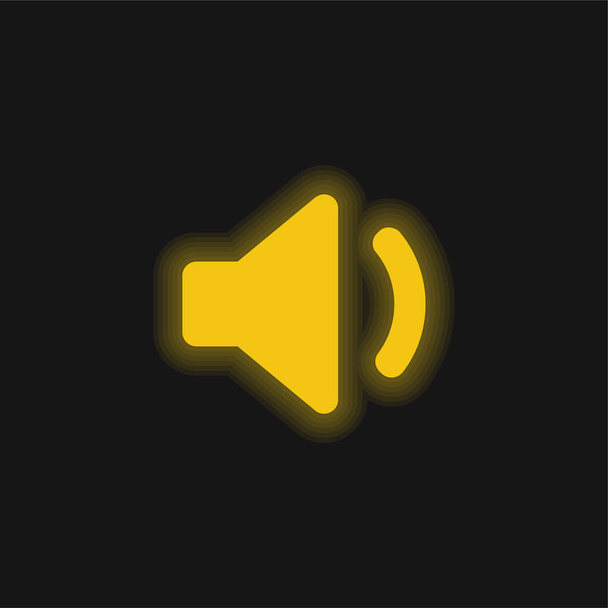 インターフェイスのオーディオ充填スピーカー黄色の輝くネオンアイコン - ベクター画像