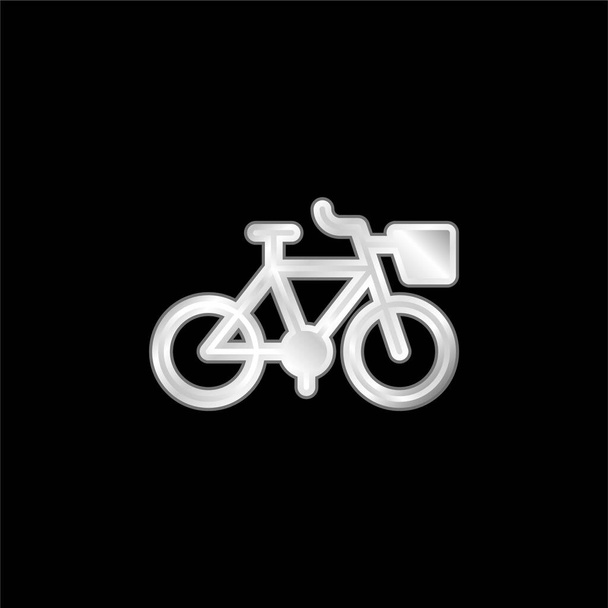 自転車銀メッキ金属アイコン - ベクター画像