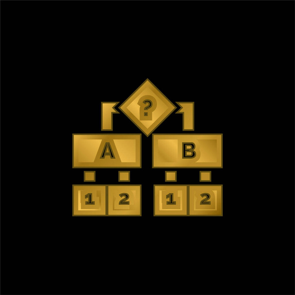 Algoritmo chapado en oro icono metálico o logo vector - Vector, imagen