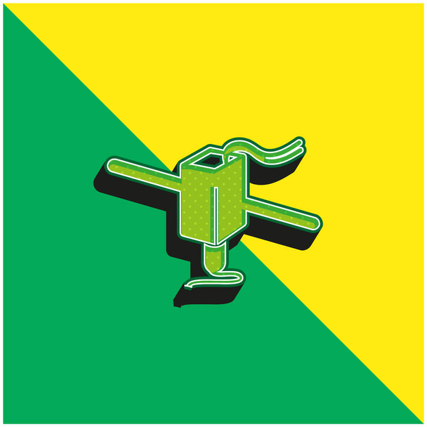 3D-принтер для печати зеленого и желтого современного трехмерного векторного логотипа - Вектор,изображение