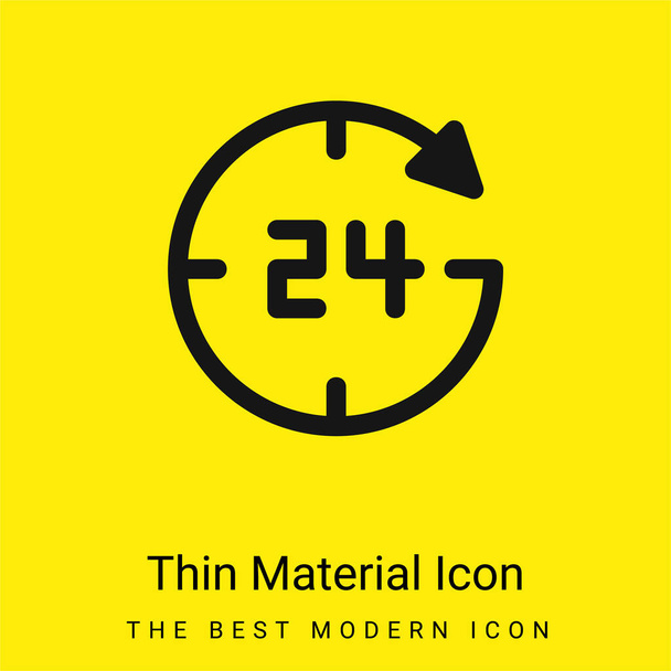 24 Hours minimal bright yellow material icon - Vector, Image