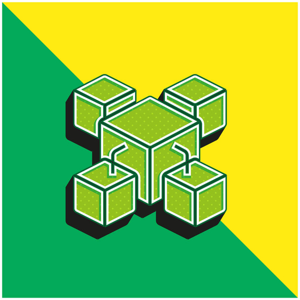 Engelleme zinciri Yeşil ve Sarı 3d vektör simgesi logosu - Vektör, Görsel