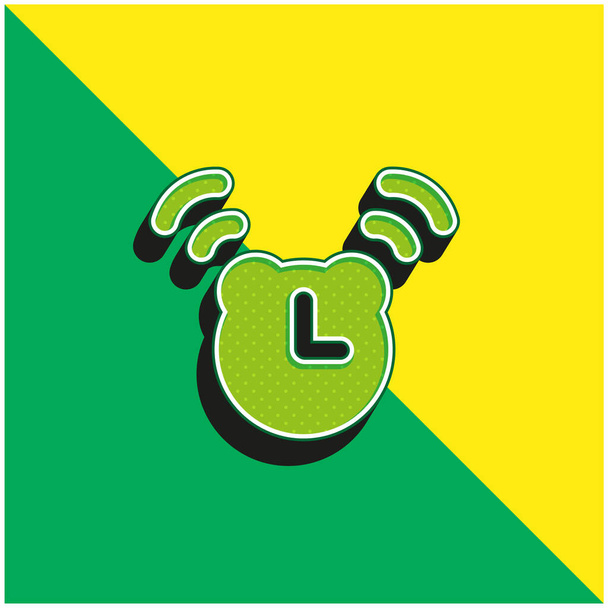 Sveglia verde e giallo moderno logo icona vettoriale 3d - Vettoriali, immagini