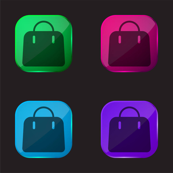 Grand sac à main icône bouton en verre quatre couleurs - Vecteur, image