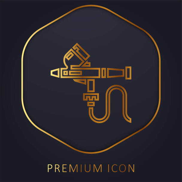 Airbrush ligne d'or logo premium ou icône - Vecteur, image