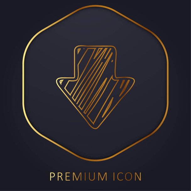 Arrow Down Sketched Variant golden line premium logo or icon - Vector, Image