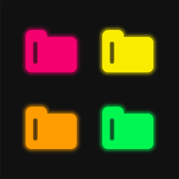 Schwarzer Ordner Symbol vier Farbe leuchtenden Neon-Vektor-Symbol - Vektor, Bild