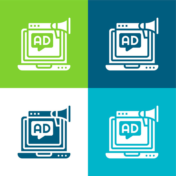Реклама Плоская четырехцветная минимальная иконка - Вектор,изображение