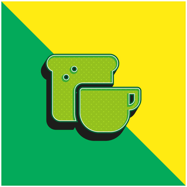 Ontbijt Groen en geel modern 3D vector icoon logo - Vector, afbeelding