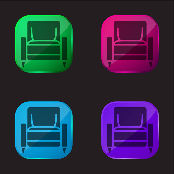 Fotel cztery kolor szklany przycisk ikona - Wektor, obraz