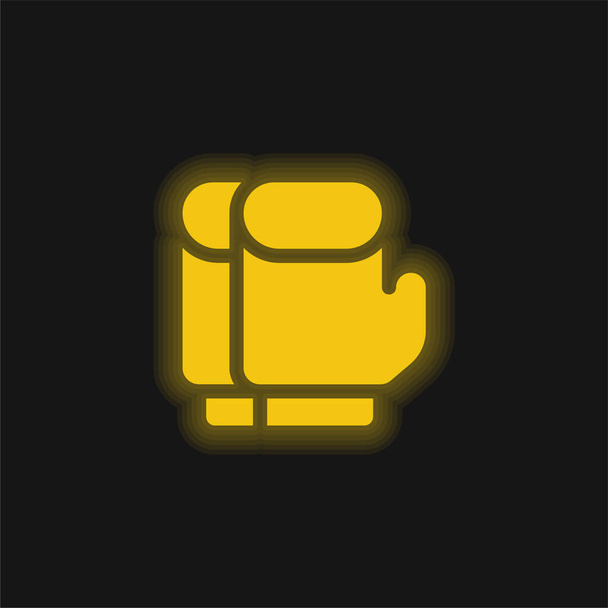 ボクシンググローブ黄色の輝くネオンアイコン - ベクター画像
