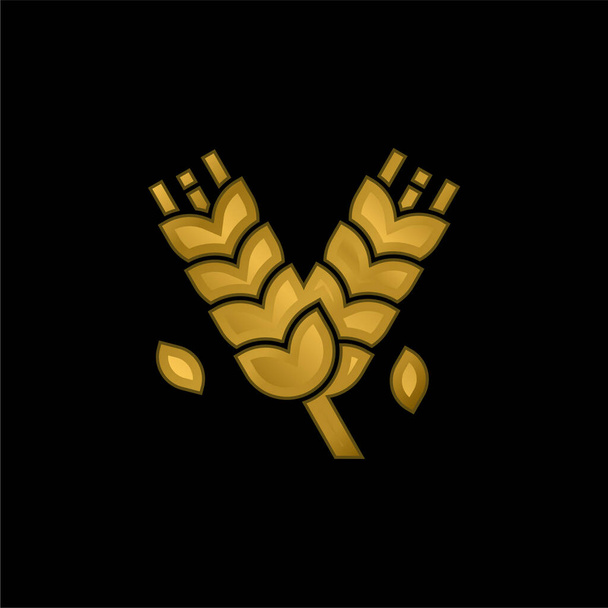 Barley gold plated metalic icon or logo vector - Vector, Image