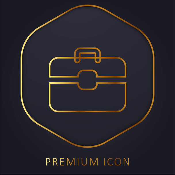 Briefcase golden line premium logo or icon - Vector, Image