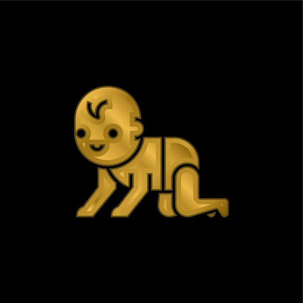 Icona metallica placcata oro bambino o vettore logo - Vettoriali, immagini