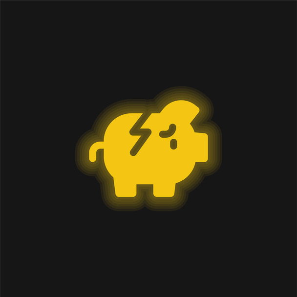 Csődbe ment sárga izzó neon ikon - Vektor, kép