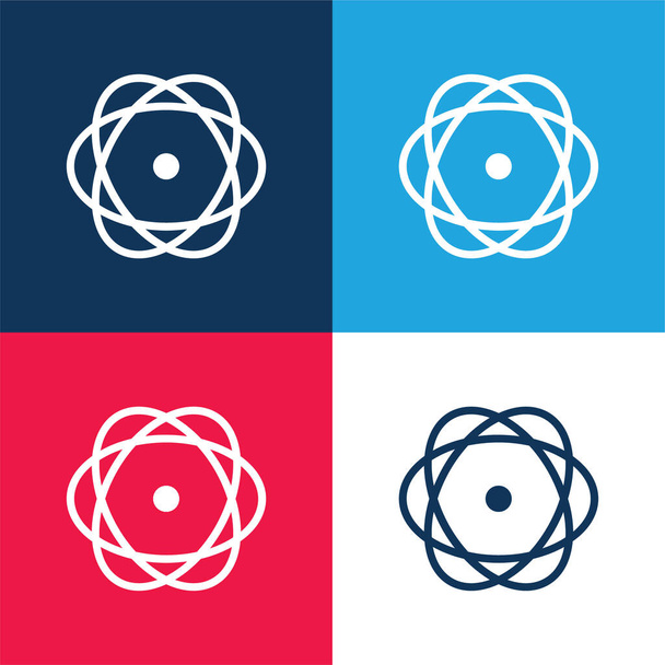 Atom Variant μπλε και κόκκινο σύνολο τεσσάρων χρωμάτων ελάχιστη εικονίδιο - Διάνυσμα, εικόνα