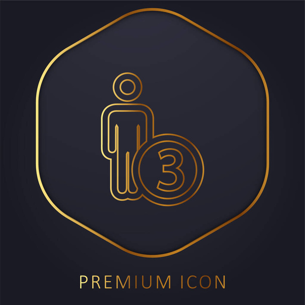 3 Personnes ou Personne Numéro Trois Symbole ligne d'or logo premium ou icône - Vecteur, image