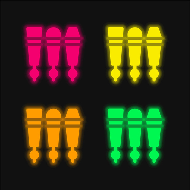 Beer Tap four color glowing neon vector icon - Vector, Image
