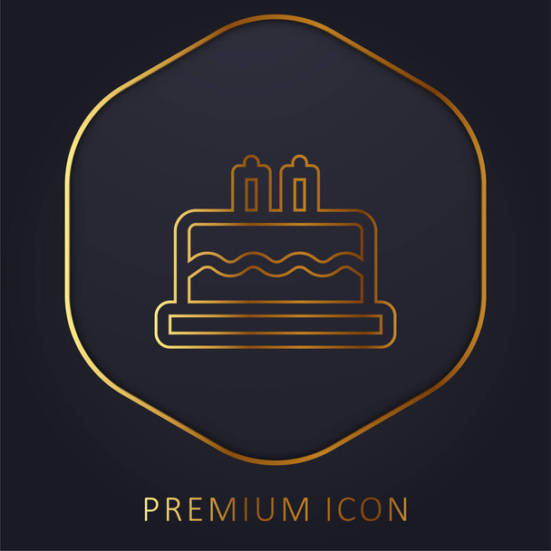 Doğum günü keki altın çizgisi prim logosu veya simgesi - Vektör, Görsel
