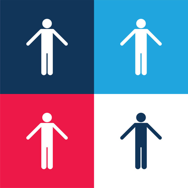 Basic Figure blue and red four color minimal icon set - Vector, Image
