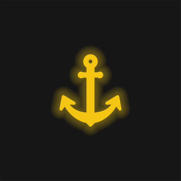 Big Anchor κίτρινο λαμπερό νέον εικονίδιο - Διάνυσμα, εικόνα