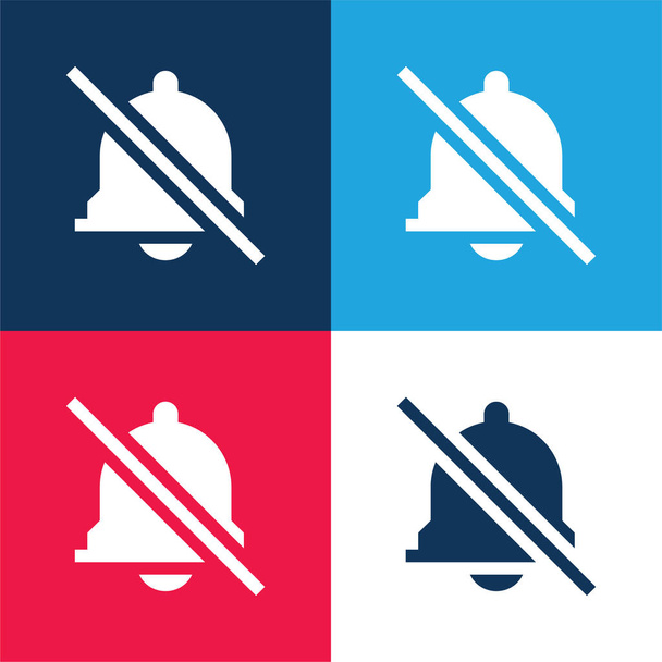 Set di icone minimali a quattro colori blu e rosso allarme - Vettoriali, immagini