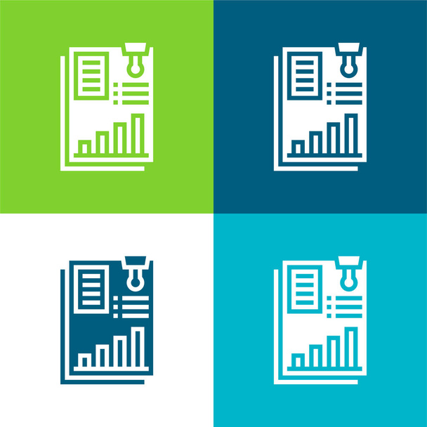 Sprawozdanie roczne Flat cztery kolory minimalny zestaw ikon - Wektor, obraz