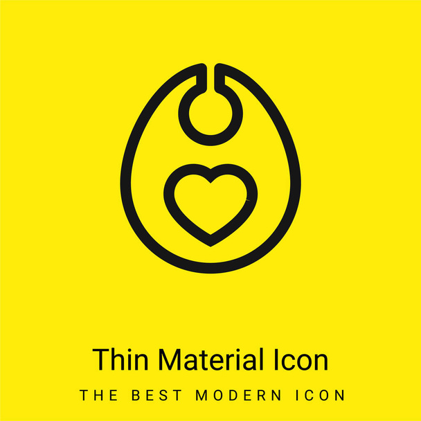 Baby Bib With Heart Контур минимальный ярко-желтый значок материала - Вектор,изображение