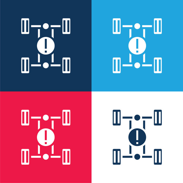 Разбивая синий и красный четыре цвета минимальный набор значков - Вектор,изображение