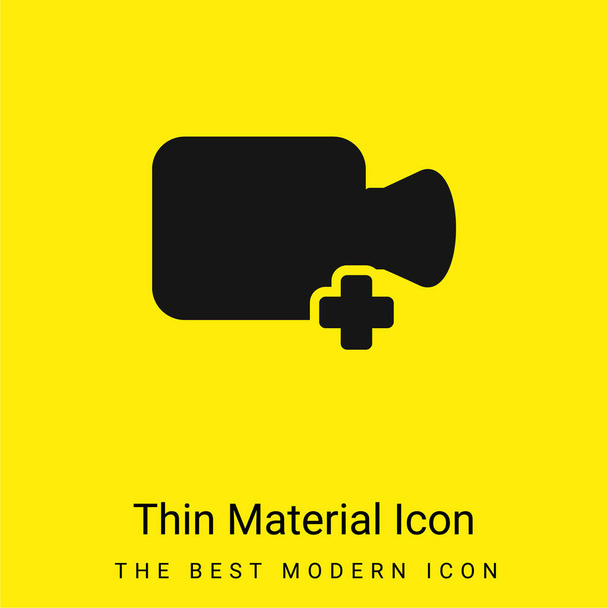 Añadir video mínimo icono de material amarillo brillante - Vector, imagen