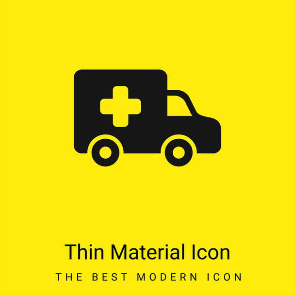 Ambulance Side View minimal bright yellow material icon - Vector, Image