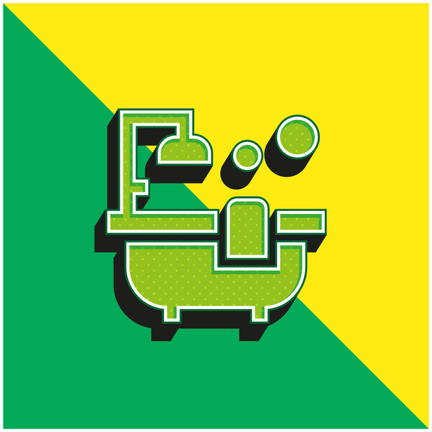 Baignoire Logo vectoriel 3d moderne vert et jaune - Vecteur, image