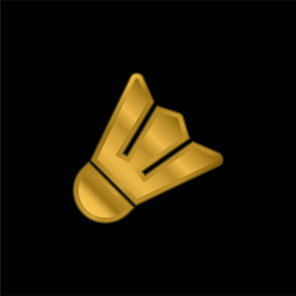 Bádminton chapado en oro icono metálico o logo vector - Vector, imagen
