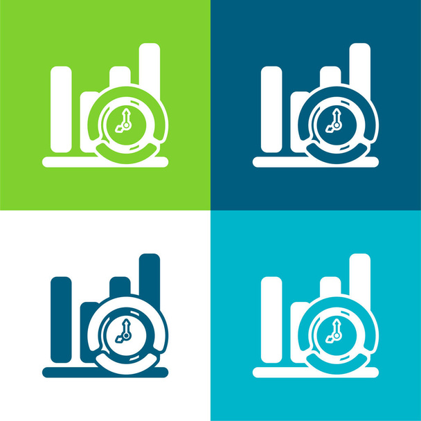 Análisis Conjunto mínimo de iconos de cuatro colores planos - Vector, Imagen