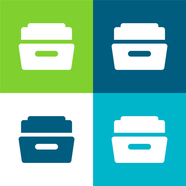 Μεγάλο Open Folder Επίπεδη τέσσερις χρώμα ελάχιστο σύνολο εικονιδίων - Διάνυσμα, εικόνα