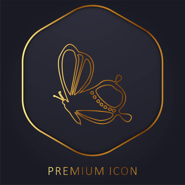 Belleza En Mariposa Vista Lateral Diseño de línea dorada logotipo premium o icono - Vector, imagen