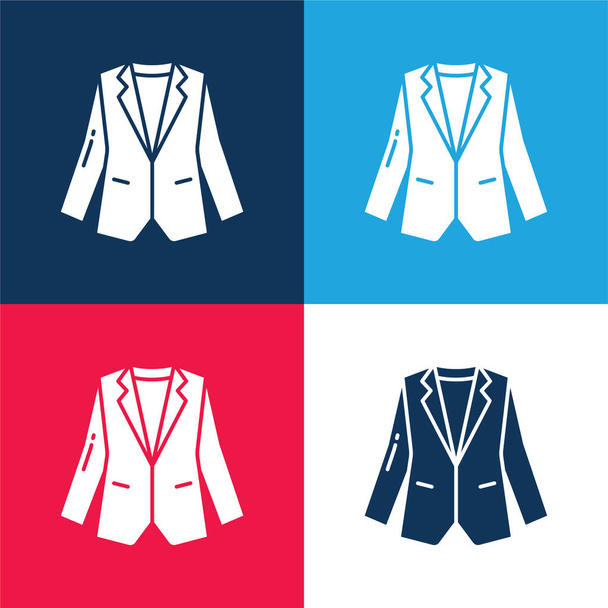 Blazer azul e vermelho conjunto de ícone mínimo de quatro cores - Vetor, Imagem
