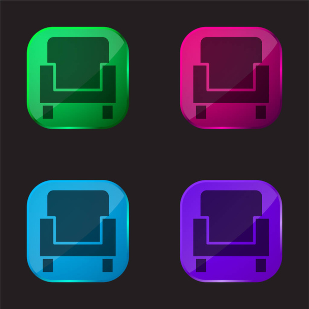 Karosszék négy színű üveg gomb ikon - Vektor, kép