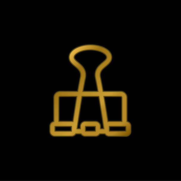 Big Clip gold plated metalic icon or logo vector - Vector, Image
